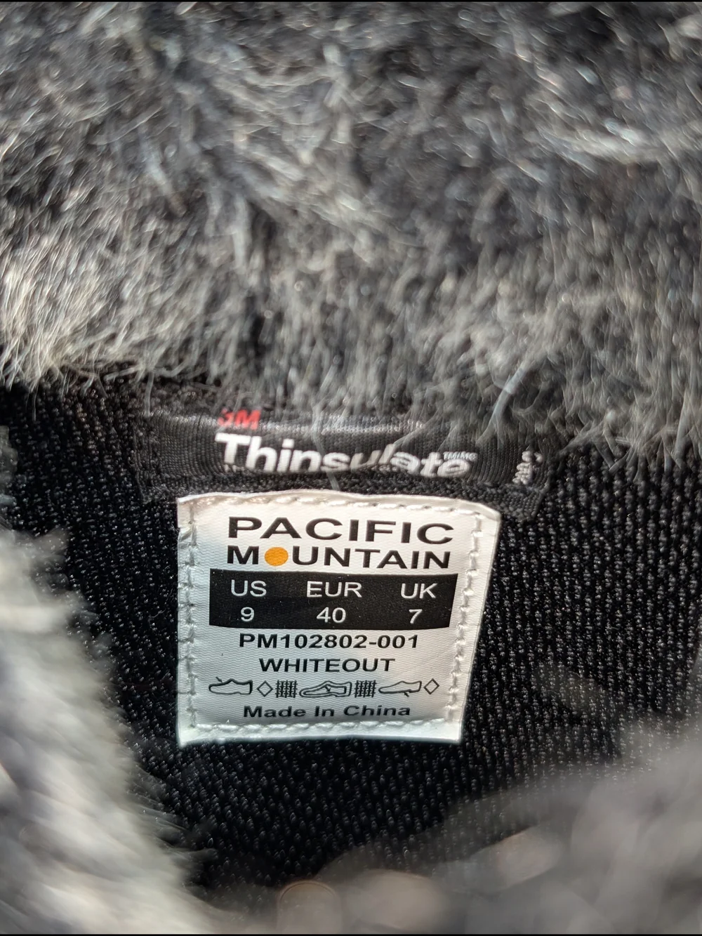 Pacific Mountain Women's 9 Whiteout Black Snow Boot Winter Waterproof Insulated